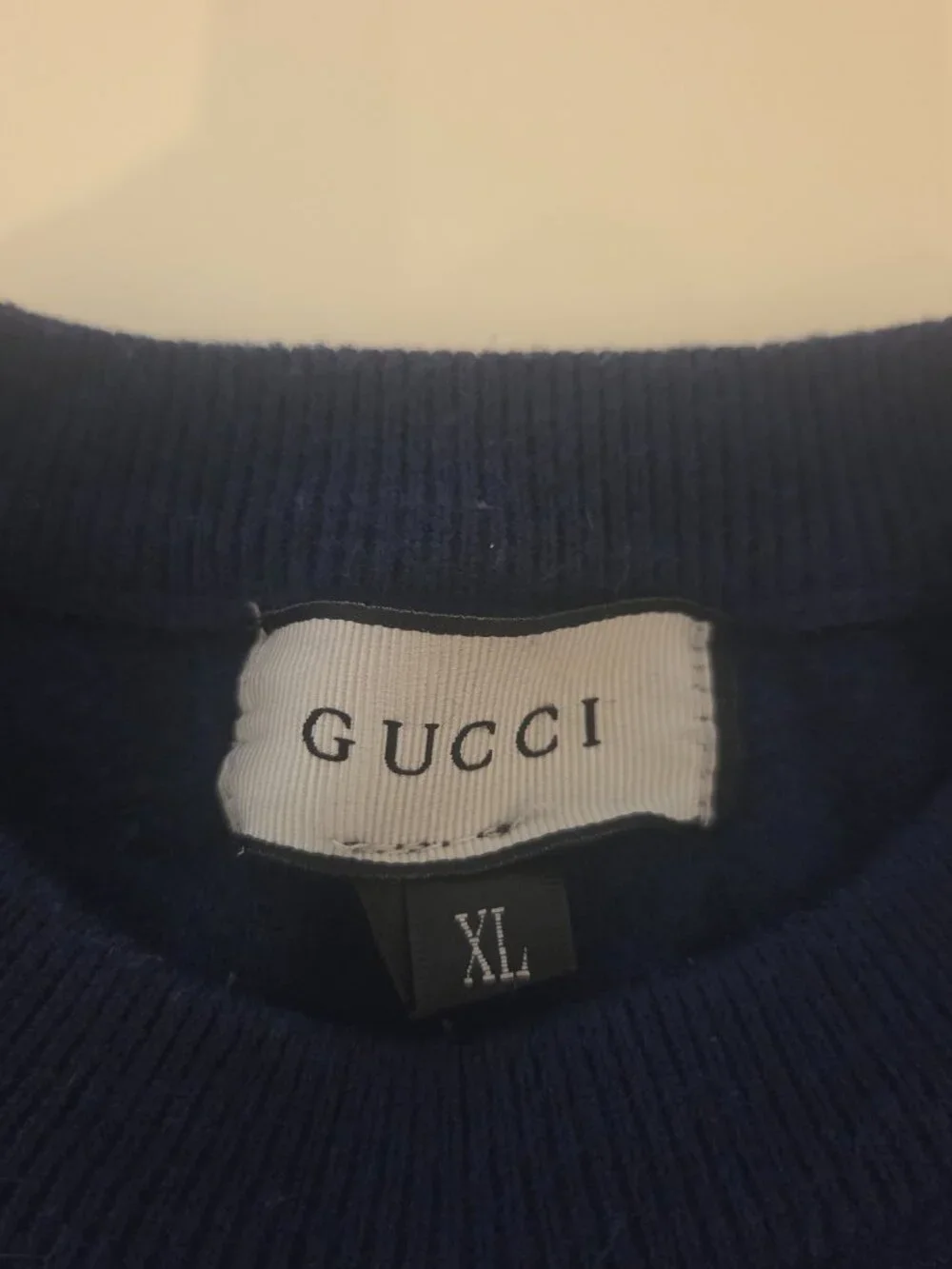100% Authentic GUCCI  L'aveugle par amour bee wool  sweater  Blue XL